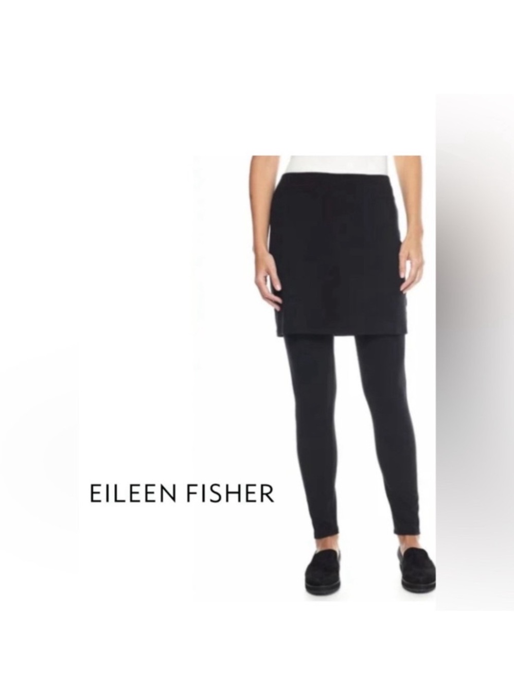 Eileen Fisher skirted leggings black viscose blend Petite Large